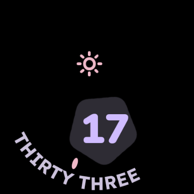 CrazyDate at 17:33: THIRTY THREE reading along the lower edge